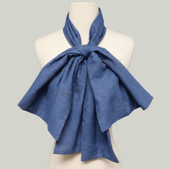 Oversized Bowtie – Dark Blue Denim– Handmade Statement Accessory – Custom Colors